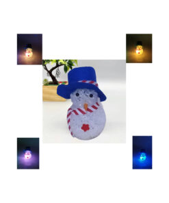 Mavi Şapkalı Işıklı Renk Değiştiren Pilli El Yapımı Küçük Kardan Adam