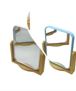 Bambu Ahşap Standlı Çift Yönlü 360° Dönen Plastik Çerçeveli Ayna El Tıraş Makyaj vb. Aynası Büyük Boy Dikdörtgen Ayna (1 Adet)